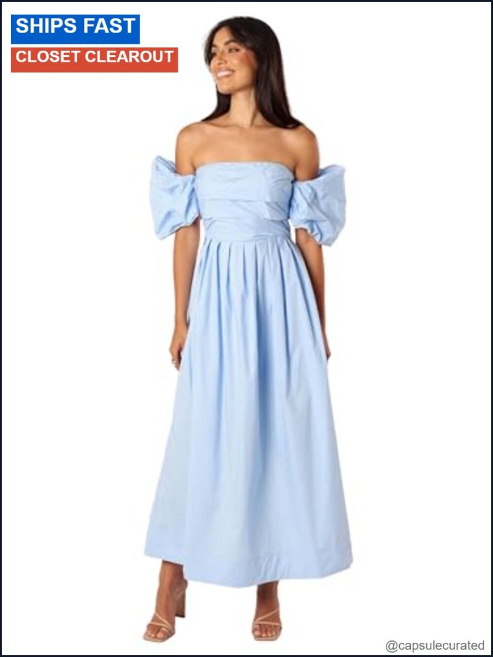 Off Shoulder Midi Dress with Ruffle Pleated Detail